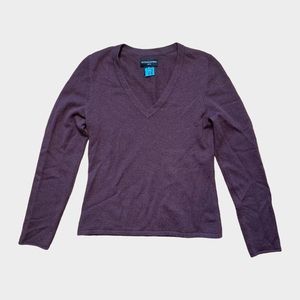 Sutton Studio Cashmere V-neck Sweater Dark Brown Size Petite Small